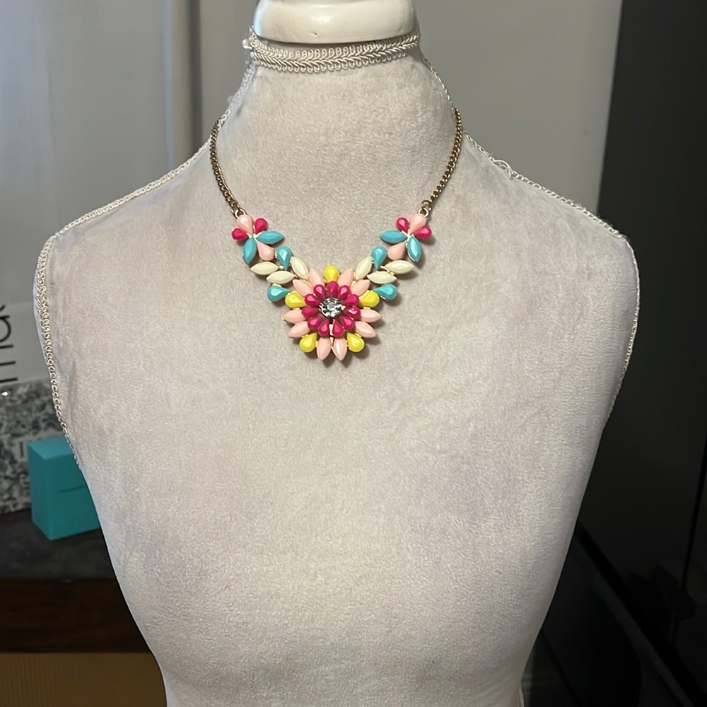 Bright colored floral statement necklace